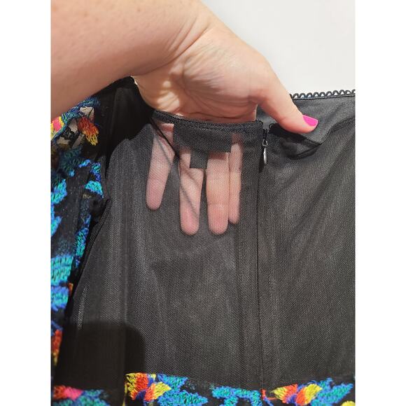 TOPSHOP Mesh Embriodered Off the shoulder Mini Dress Size 10 - Picture 5 of 6